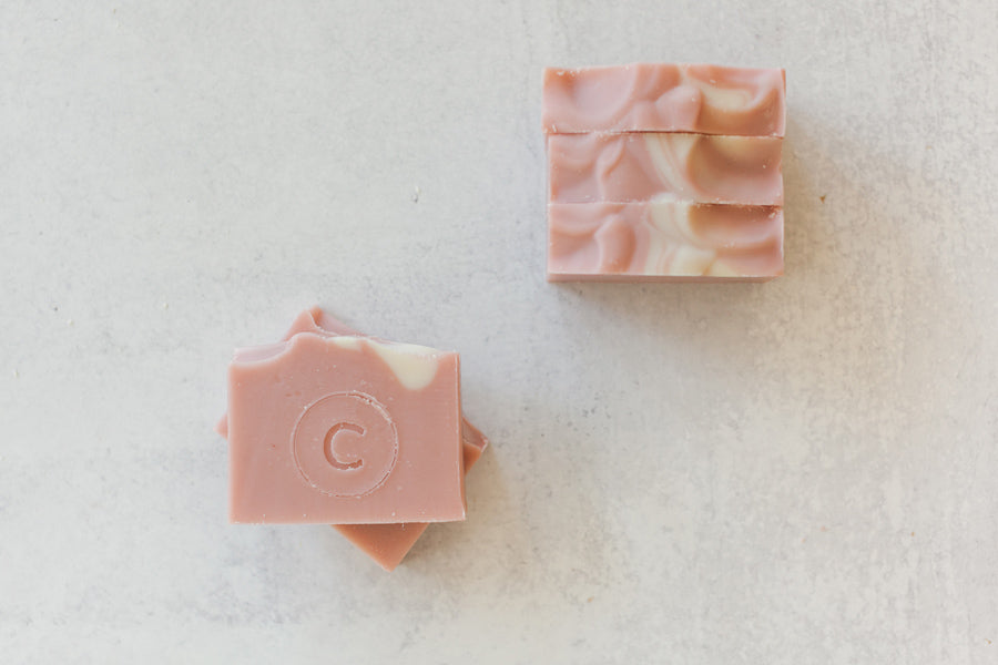 Botanical handmade geranium citrus soap with rose clay