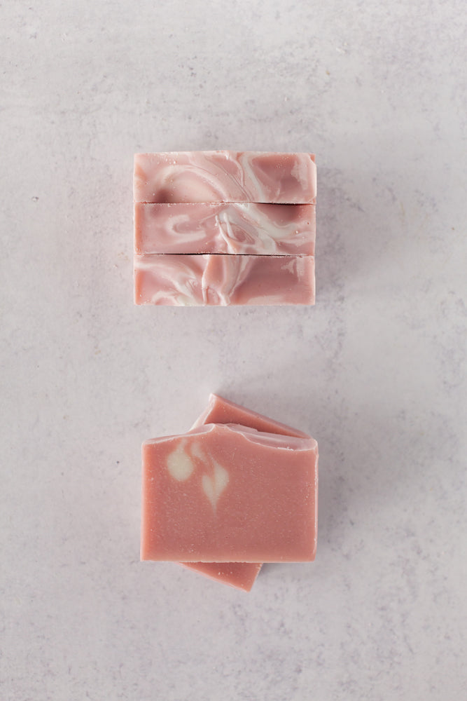 Botanical handmade geranium citrus soap with rose clay