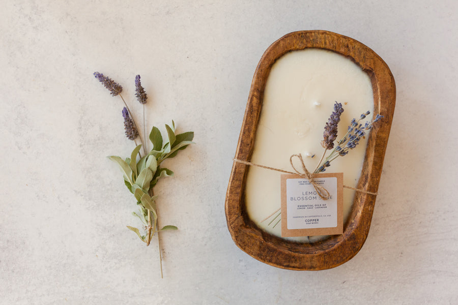 Lemon Blossom Sage soy wax dough bowl candle