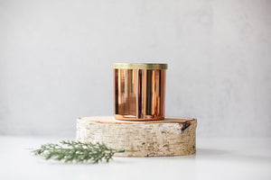 Winter Wonderland Wooden Wick Candle in an 8 oz copper glass tumbler with bronze lid