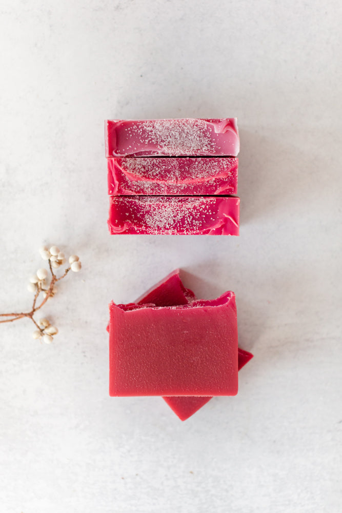 Winterberry coconut milk soap made with essential oils.