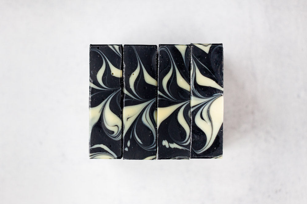 Handmade charcoal lavender soap