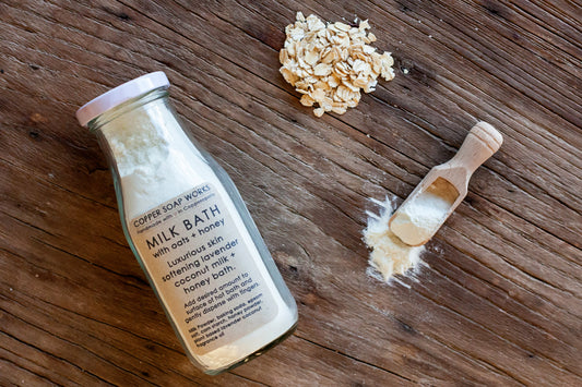 all natural handmade milk honey and oats bath soak