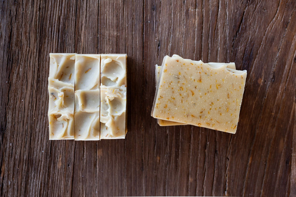 Handmade goat milk soap with organic calendula